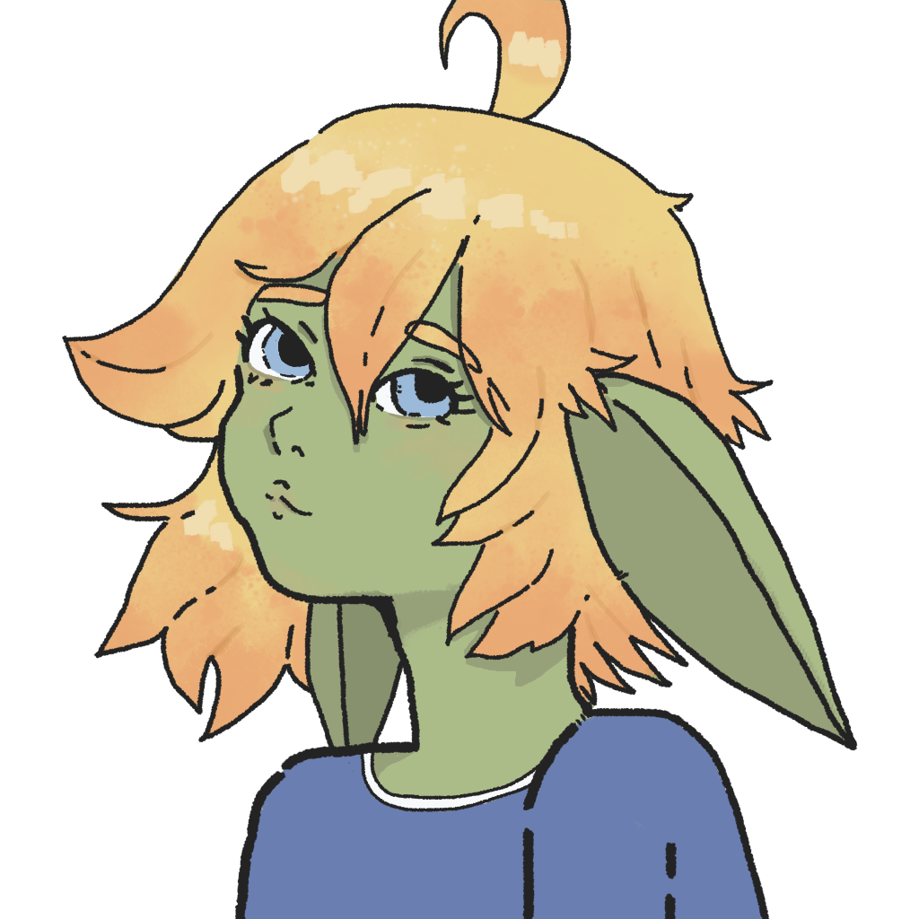 Drawing of 3maqi, a goblin in a tracksuit